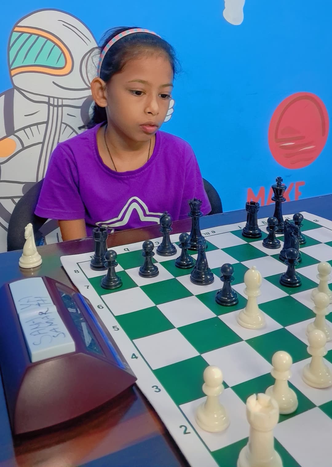 Serious mid-game position in student practice match