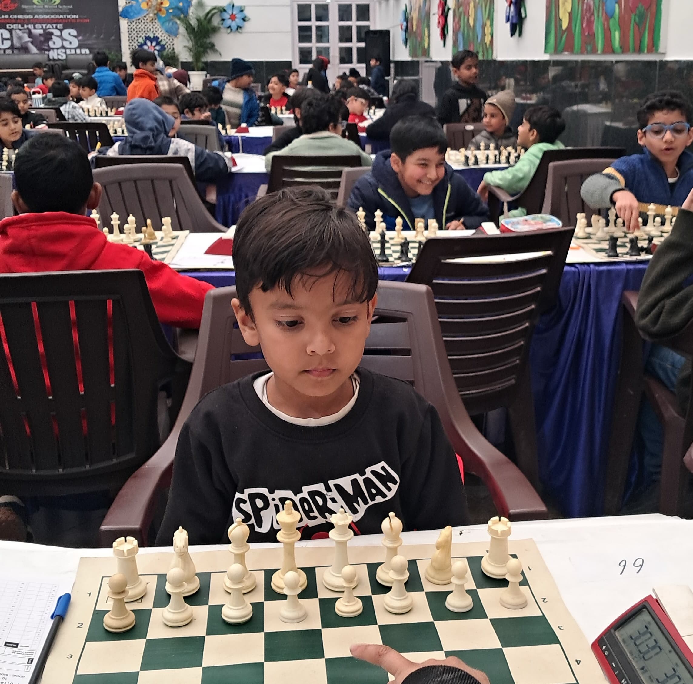 Kids participating in Delhi state chess championship event