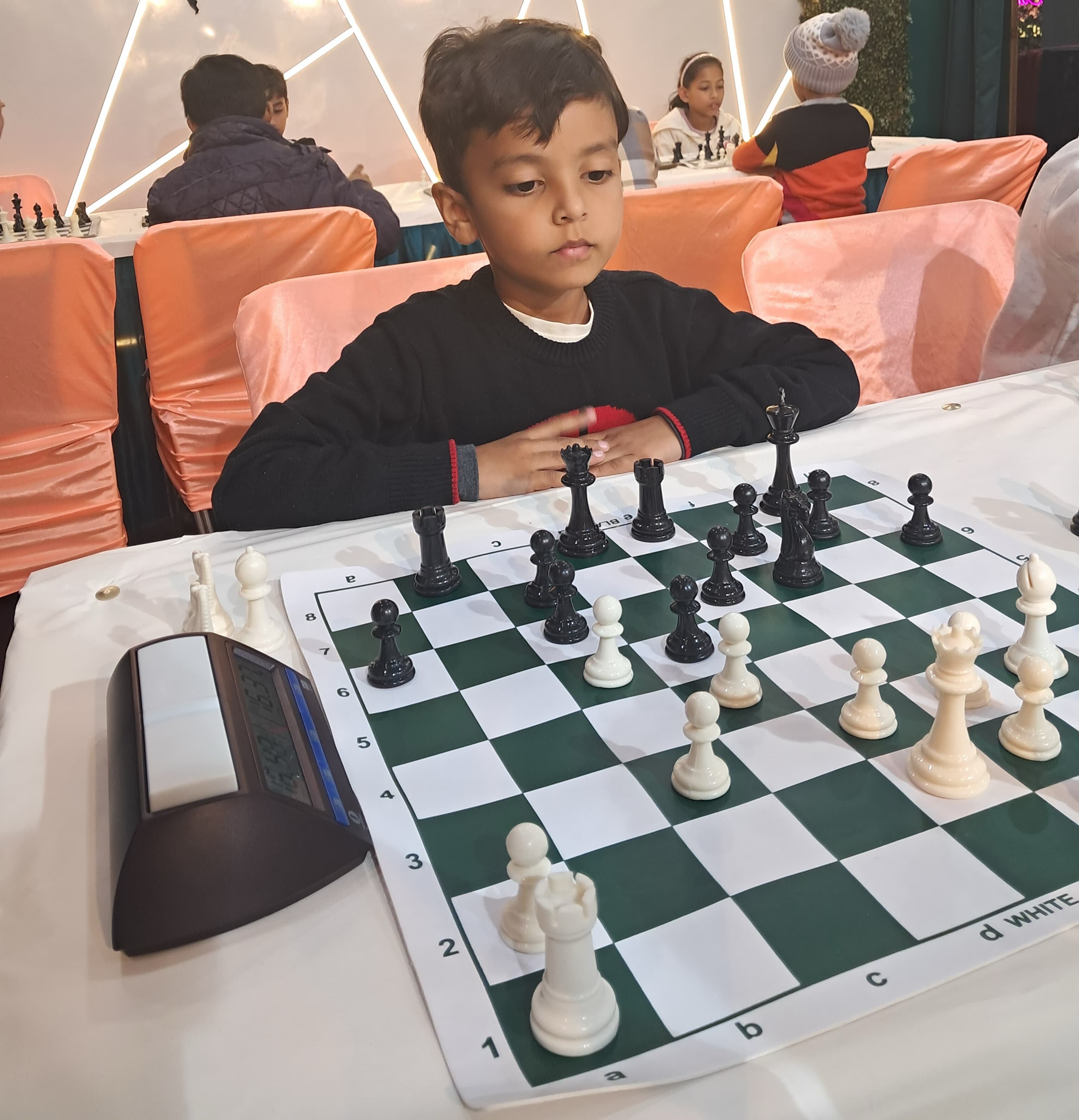 Delhi state chess championship venue with students participating